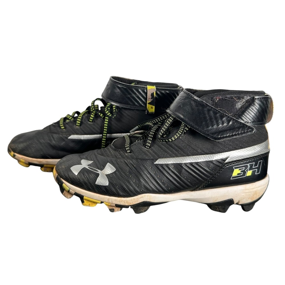 Under Armour Harper 3 RM Kids Baseball Cleats Black Silver 3020600-001 Size 3.5Y